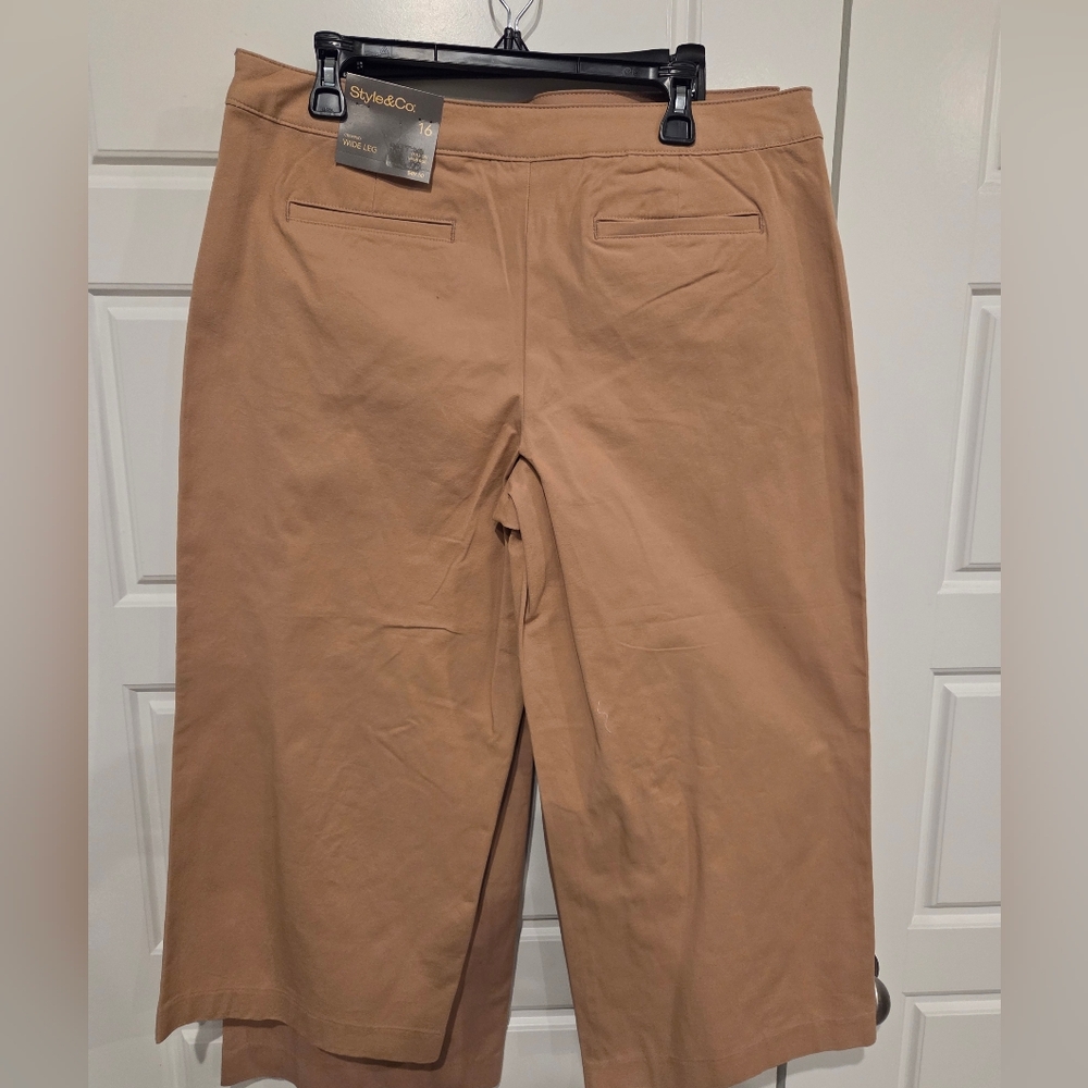 STYLE & CO WOMEN'S CROPPED WIDE LEG PANTS IN NATURAL CAMEL SZ 14 & 16 NWT - Picture 7 of 9